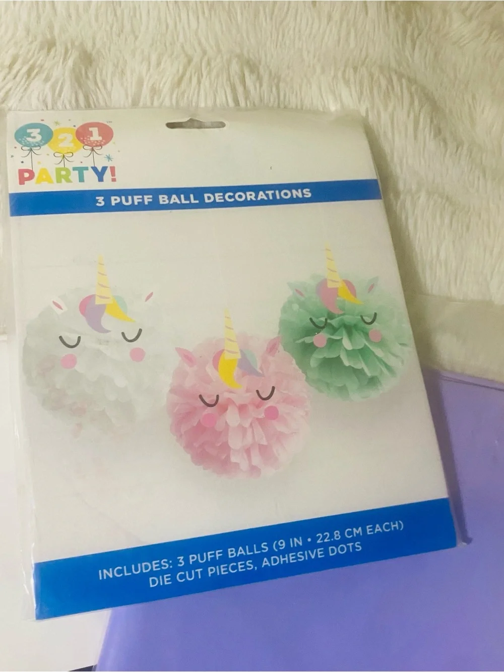 3-2-1 Party Pastel Purple Tablecover and Party 21 Set Unicorn Rainbow